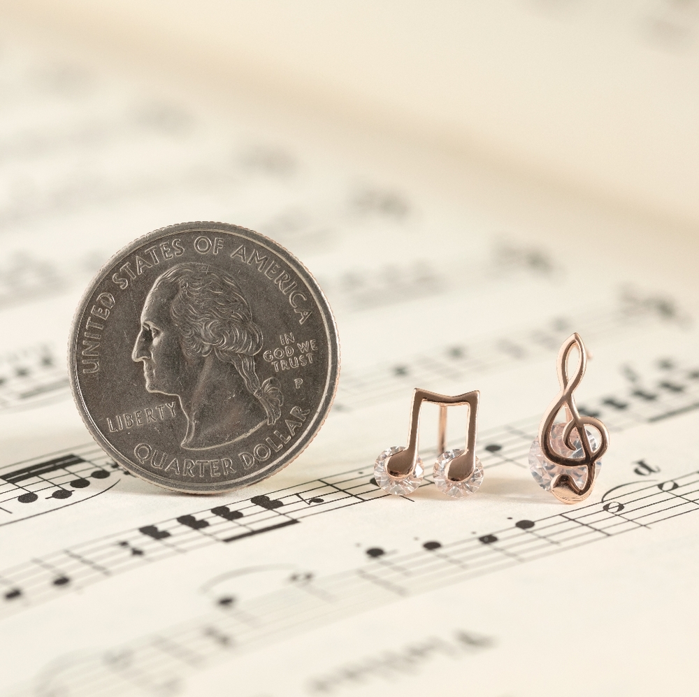 Rose Gold Musical Studs (S925) - Only 1 left! - Picture 6 of 6